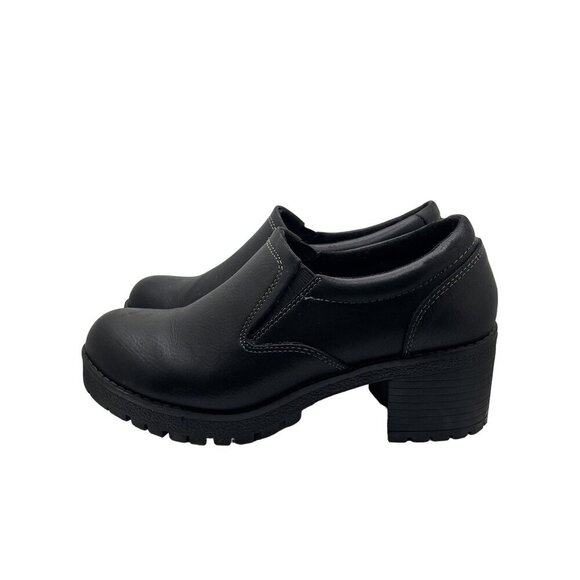 Eastland Reese Heeled Loafers US 8.5M Black Chunky Heel Y2K whimsigoth grunge - Picture 1 of 7